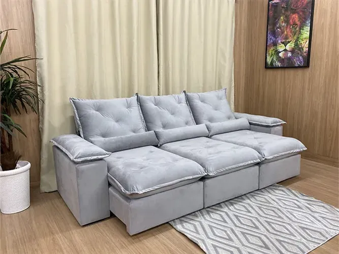Sofá Retrátil Reclinável 2,70m Pillow Top e Molas Bonnel Oportunidade a64