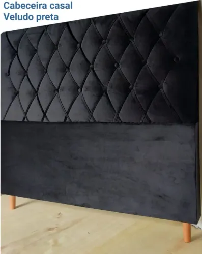 Cabeceira Casal em Veludo Preto
