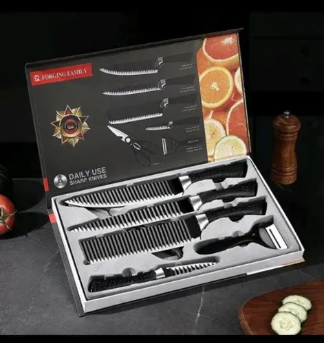 Kit de 6 Facas Churrasco inox cozinha antiaderente