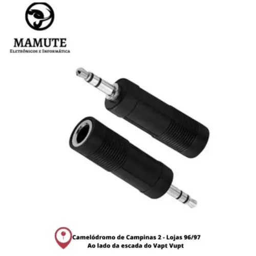 Plug Adaptador P10 Femea P/ P2 Macho Stereo Auxiliar Som