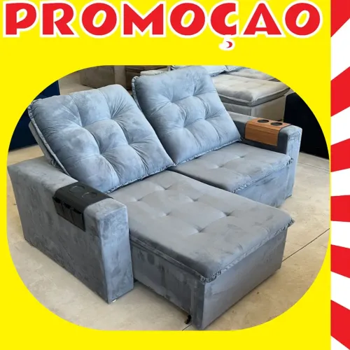 Liquidação sofá retrátil 4 lugares cinza 