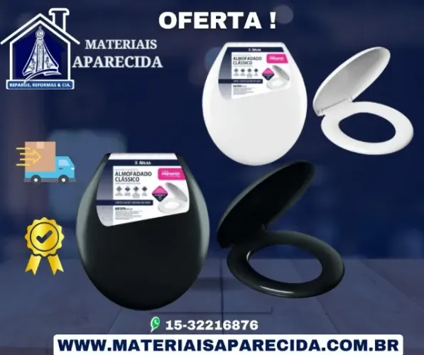 Assento Almofadado Atlas Branco Preto - Novo