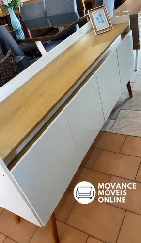 Aparador Buffet Novo 4 Portas com Pés em Madeira