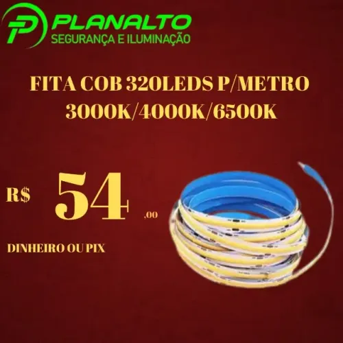 Fita cob 320 leds p/metro 3000K 4000K 6500K
