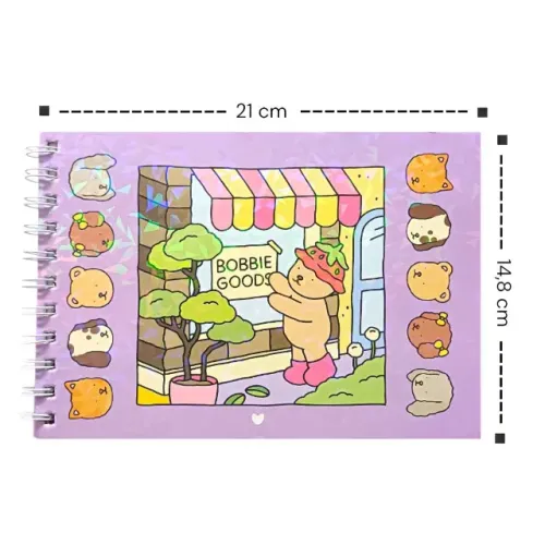Caderno de colorir Bobbie Goods Roxo com folha de acetato 48 folhas