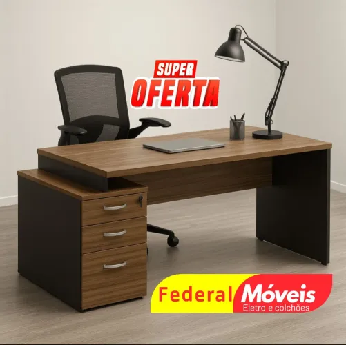 Mesa de Escritório Tampo 1,50m 3 Gavetas - Funcional e espaçosa!