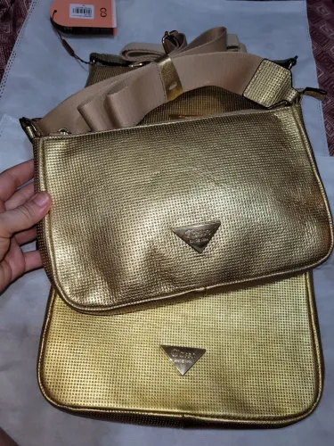 bolsa dourada couro legítimo últimas unidades
