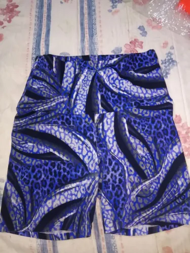Shorts Esportivo Azul com Estampa Animal