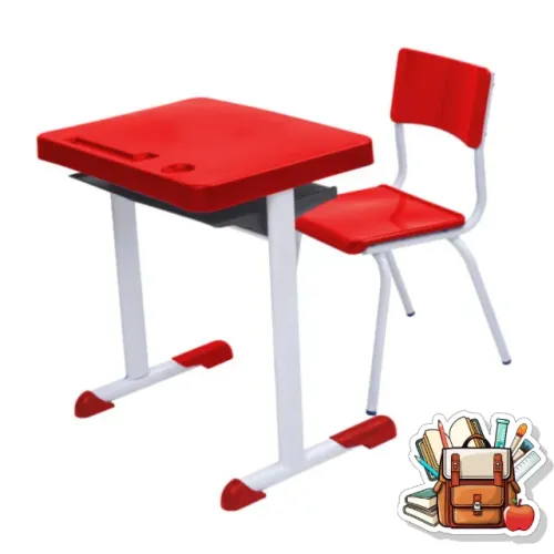 Conjunto Mesa e Cadeira Infantil Vermelho 6 a 9 Anos Ergonomia e Conforto 41082
