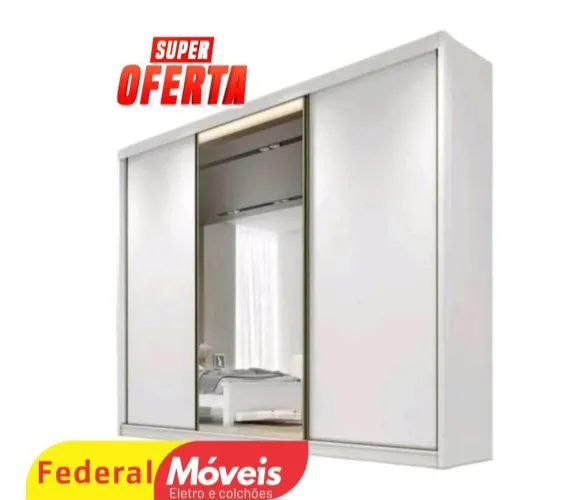 Guarda Roupa 3 Portas com Espelho e 4 Gavetas - Novo e Elegante!