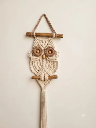 Decoração parede macramê coruja