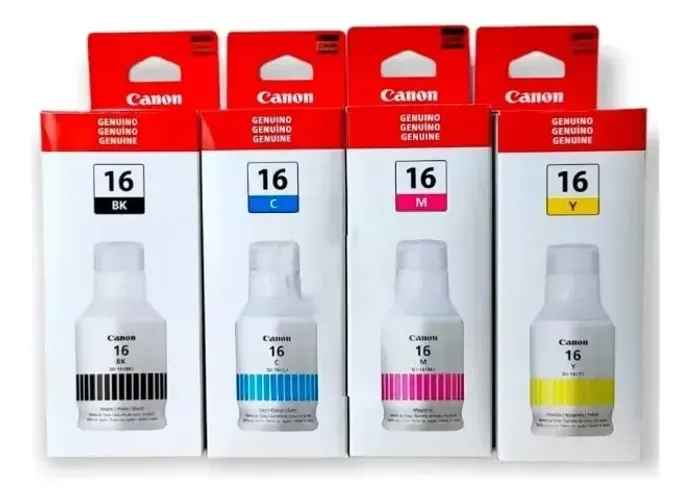 Kit De Garrafas De Tinta Canon Gi-16 Gx6010 Maxify Gx7010 Preto/ciano/magenta/amarelo