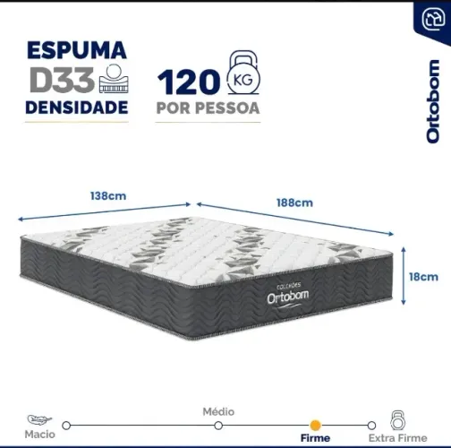 Colchão De Espuma D33 One Face Ortobom Airtech 100 Casal 138cm NOVO