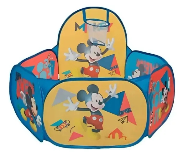 Piscina De Bolinha Mickey Disney Com Cesta De Basquete + 200 bolinhas