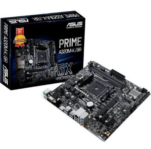 (PARA REPARO) Placa-Mãe ASUS Prime A320M-K/BR AM4 DDR4 Com Caixa Para Reparo (LEIA A DESCR