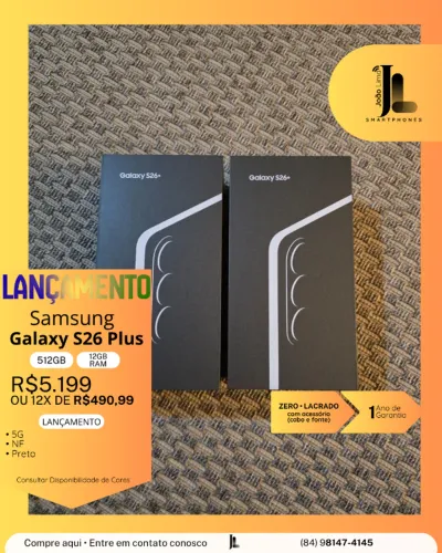 GALAXY S26 PLUS, 5G, 512GB, 12GB RAM, LACRADO, LANÇAMENTO, EXCLUSIVO!
