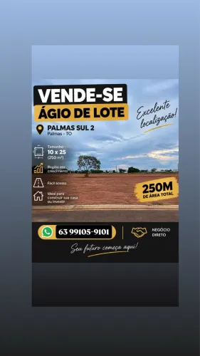 Título do anúncio Lote 250m² à venda - Palmas Sul 2 | 10x25m