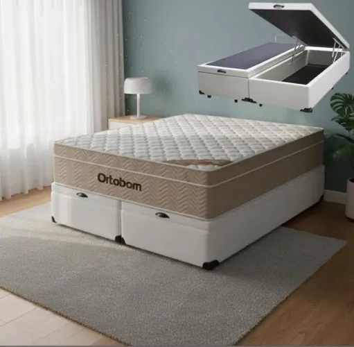 Cama Box Baú Queen Confort Prime D26 Molas Ensacadas Branca