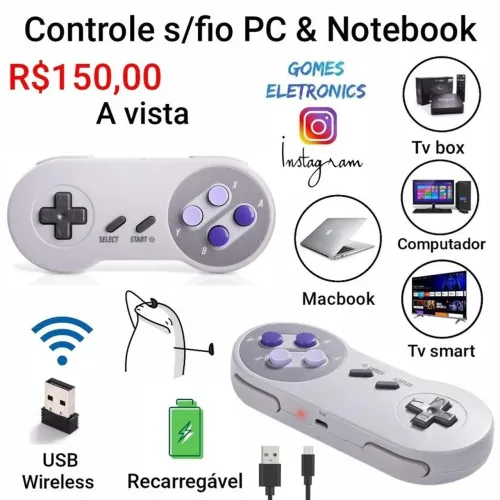 Controle para computador Sem Fio para PC Notebook - modelo Nintendo ( Loja Fisica )<br>
