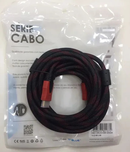 Cabo HDMI 5m IT-Blue 1.4 Nylon Blindado com Filtro - Full HD 1080p