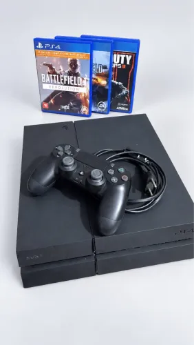 PlayStation 4 completo + controle original + 3 jogos
