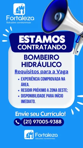 VAGA DE EMPREGO: PEDREIRO, ELETRICISTA, PINTOR, BOMBEIRO HIDRÁULICO, CHAVEIRO
