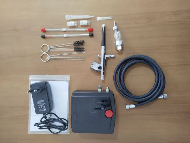 Aerógrafo e compressor kit acessórios