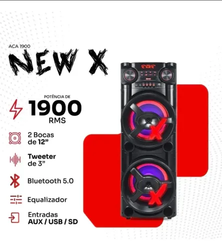 Caixa amplificada 1900w nova potente auto falante de 12 polegadas