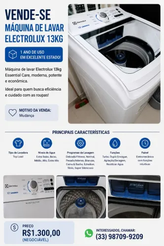 ? VENDO MÁQUINA DE LAVAR ELECTROLUX 13KG ?