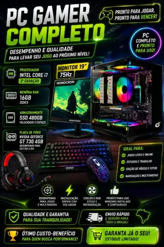 PC Gamer Completo 16GB RAM (3 Meses de Uso)