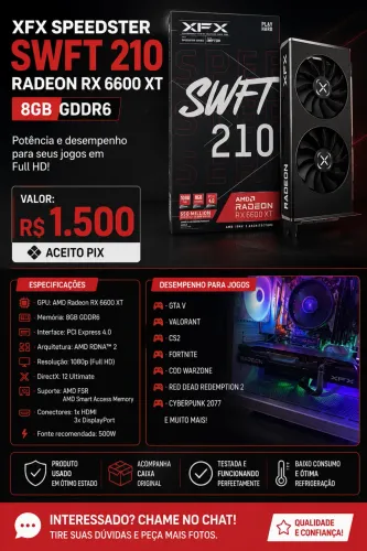 Placa de vídeo AMD RX 6600XT 8Gb