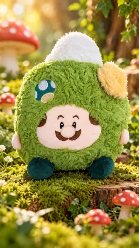 Pelúcia Luigi Super Mario Fantasiado de Cogumelo Verde 25 cm