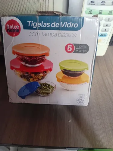 Conjunto de tigelas de vidro com tampa