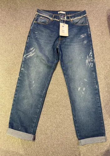 Calça Jeans Reta, Azul - Nati Voza NV na etiqueta