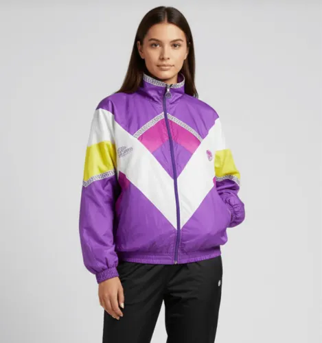 jaqueta corta-vento roxa e amarela olimpíadas 1992