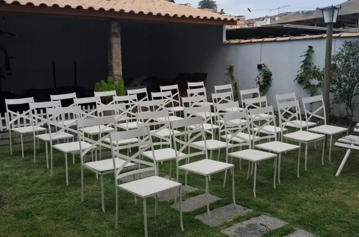 Cadeira de metal assento estofado para Buffet e festas