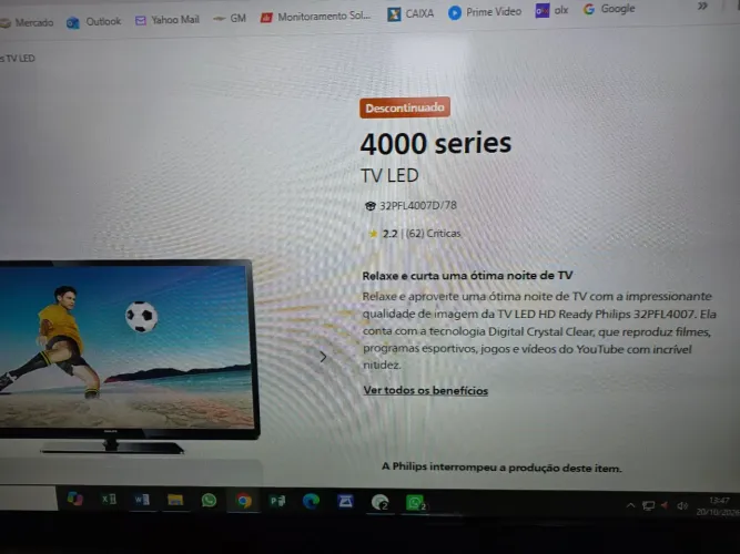 TV Philips Digital 32" e controle
