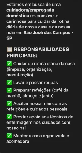 CUIDADORA / EMPREGADA DOMÉSTICA ?