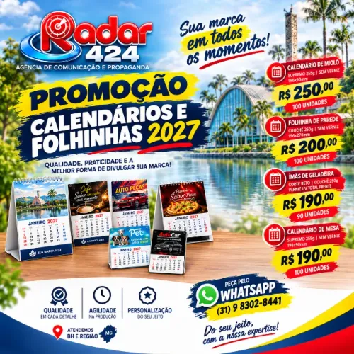 MEGA PROMOÇÃO DE CALENDÁRIOS E FOLHINHAS 2027