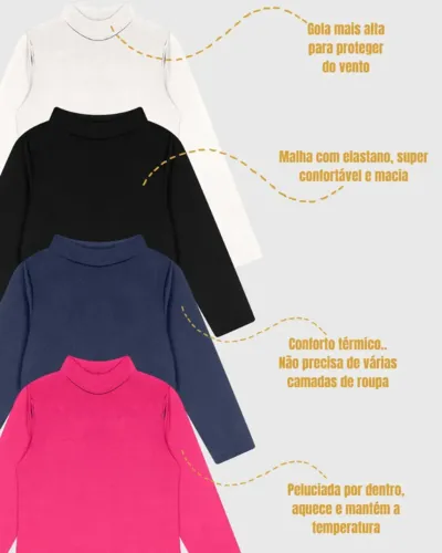 Blusa Térmica Segunda Pele Peluciada Flanelada Menino e Menina