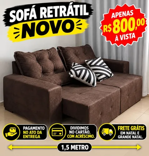 Vende-se sofá retrátil novo, frete gratuito em Natal é grande Natal.