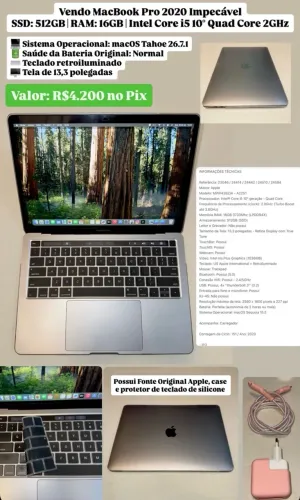Vendo MacBook Pro 2020 Impecável