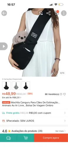 Bolsa transporte para seu doguinho