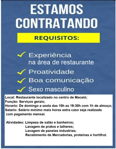 Vaga para serviços gerais