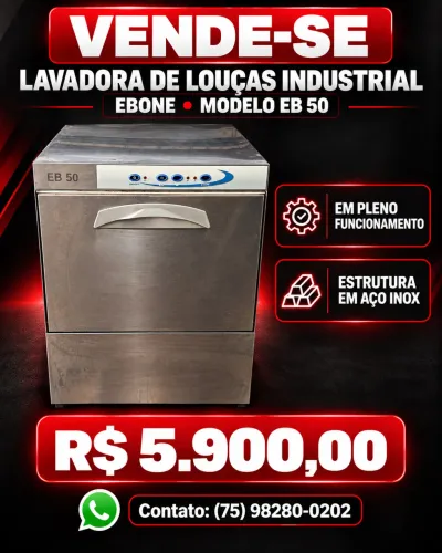 Lavadora de Louças Industrial Ebone EB 50 - Funcionando