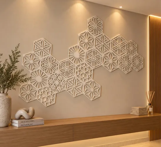 Hexágonos decorativos de parede
