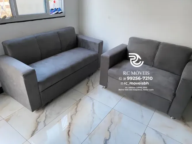 Sofá Uno 2 e 3 Lugares em Suede - Conforto e Ótimo Custo-Benefício