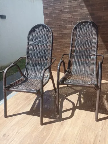 Cadeira poltrona de jardim em fibra sintética, tipo junco