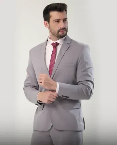 Terno Slim Poliviscose Cinza Platinum (Grey)