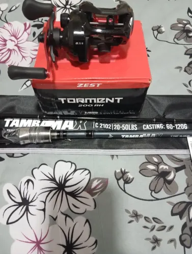 Kit vara de pesca com carretilha novos e brinde